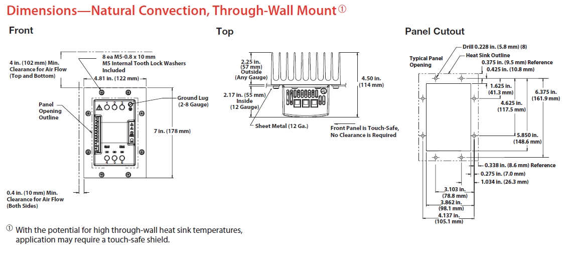 Dimensions& Natural Convection, DIN-rail/Panel Mount